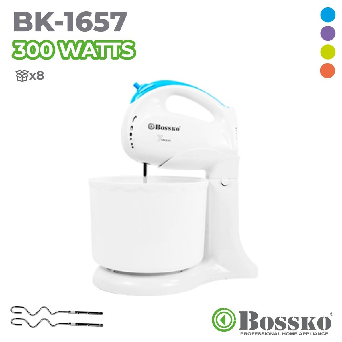 BOSSKO - Batidora De Mano Bossko 300 Wats Bk-1657-Azul