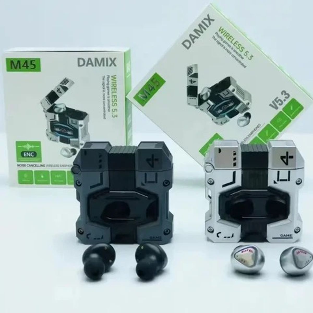 GENERICO - AUDIFONOS BLUETOOTH INALAMBRICO GAMER M45  CON POWERBANK COLOR GRIS.