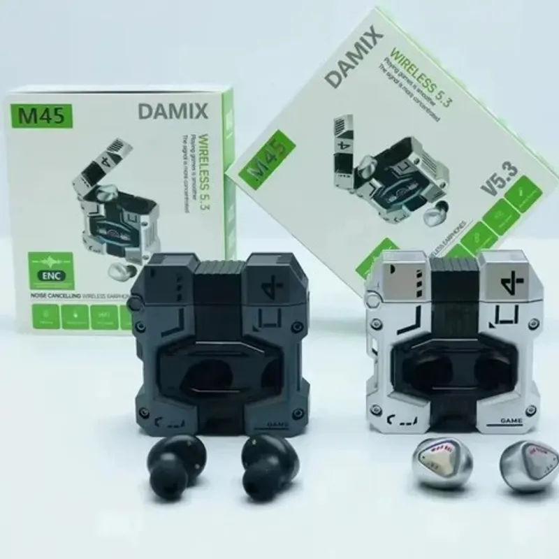 GENERICO - AUDIFONOS BLUETOOTH INALAMBRICO GAMER M45  CON POWERBANK COLOR GRIS.