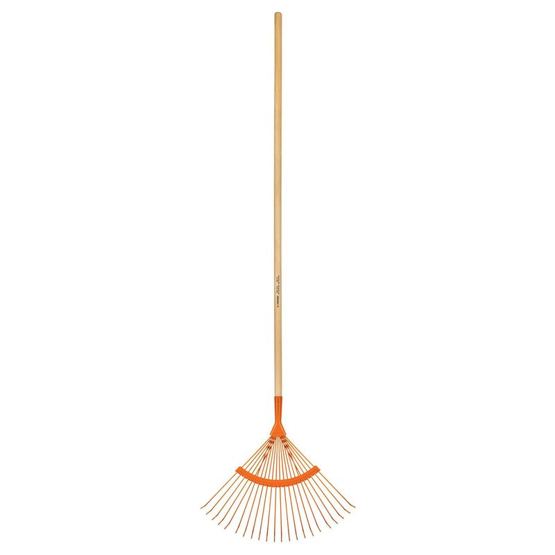 TRUPER - Escoba metálica para jardín, curva, 22 dientes redondos, mango 48"