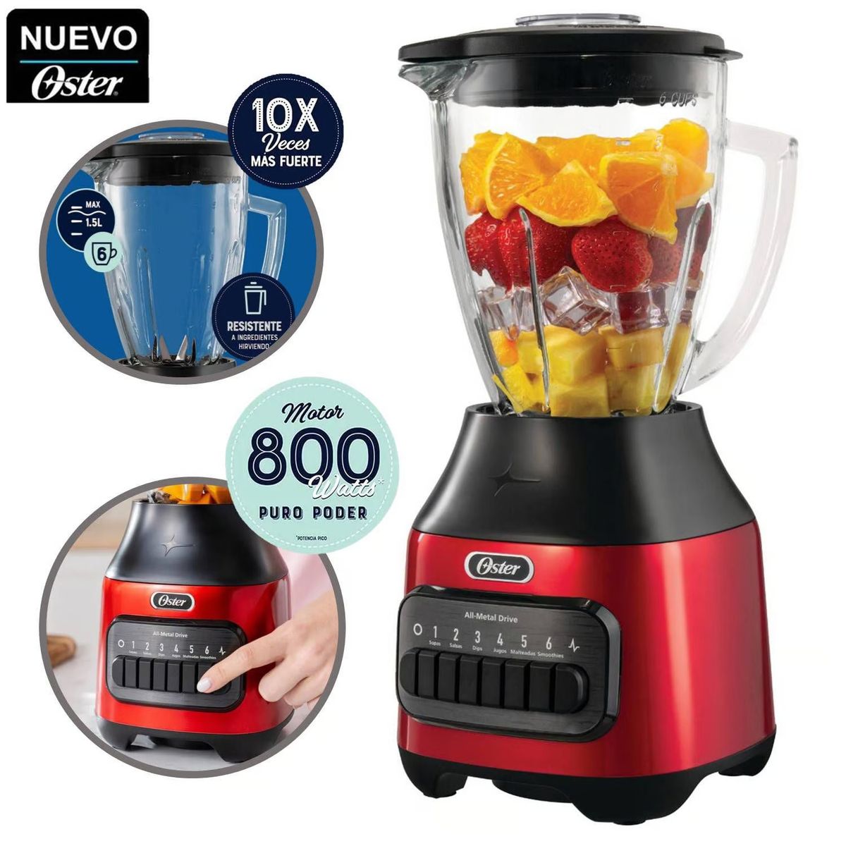 OSTER - Licuadora Oster 1.5LT de 6 Velocidades BLSTPEG-CPB