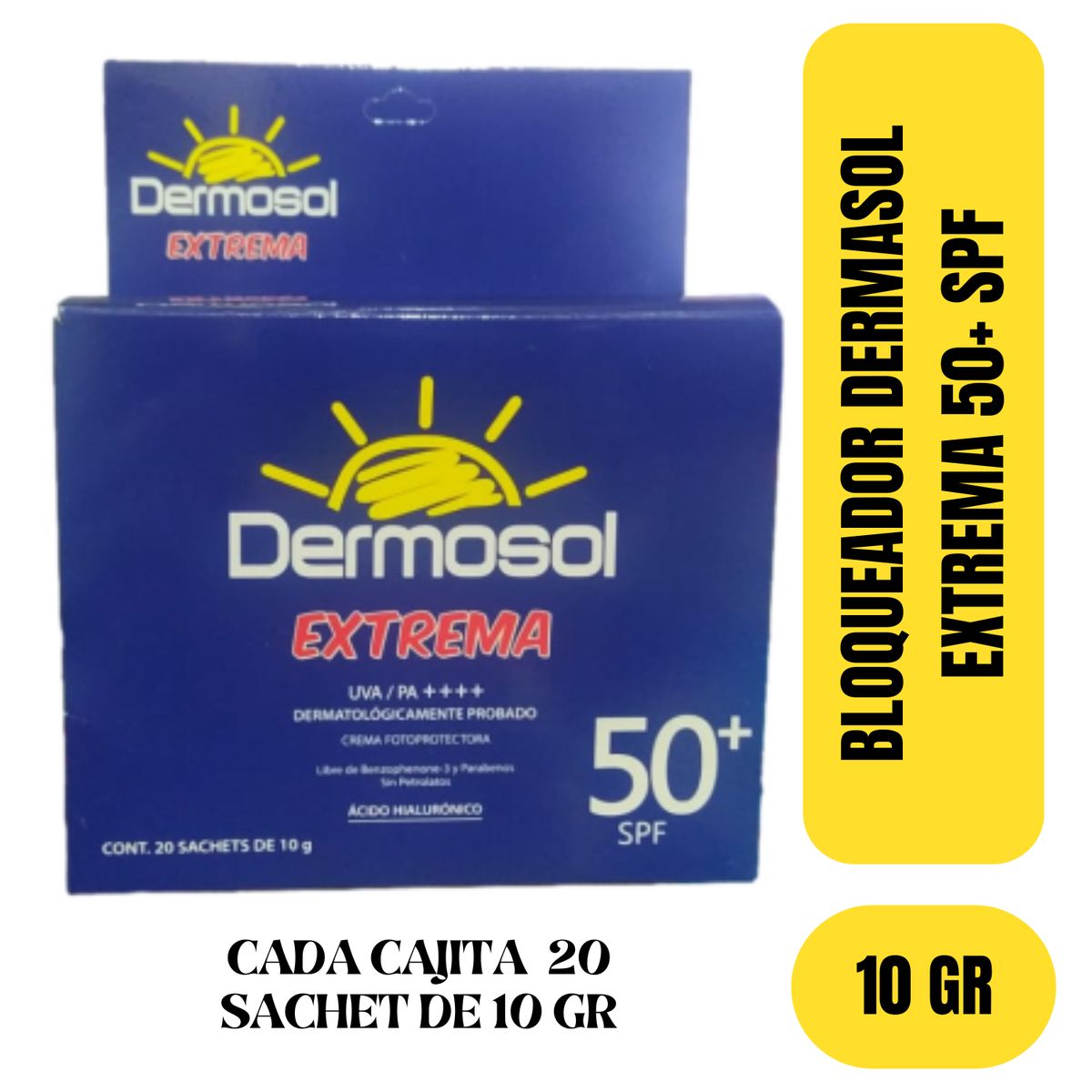 GENERICO - PROTECTOR BLOQUEADOR DERMOSOL EXTREMA +50SPF X 20 SACHETS