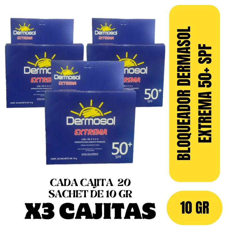 GENERICO - BLOQUEADOR X3 UND DERMASOL EXTREMA +50SPF X 20 SACHETS