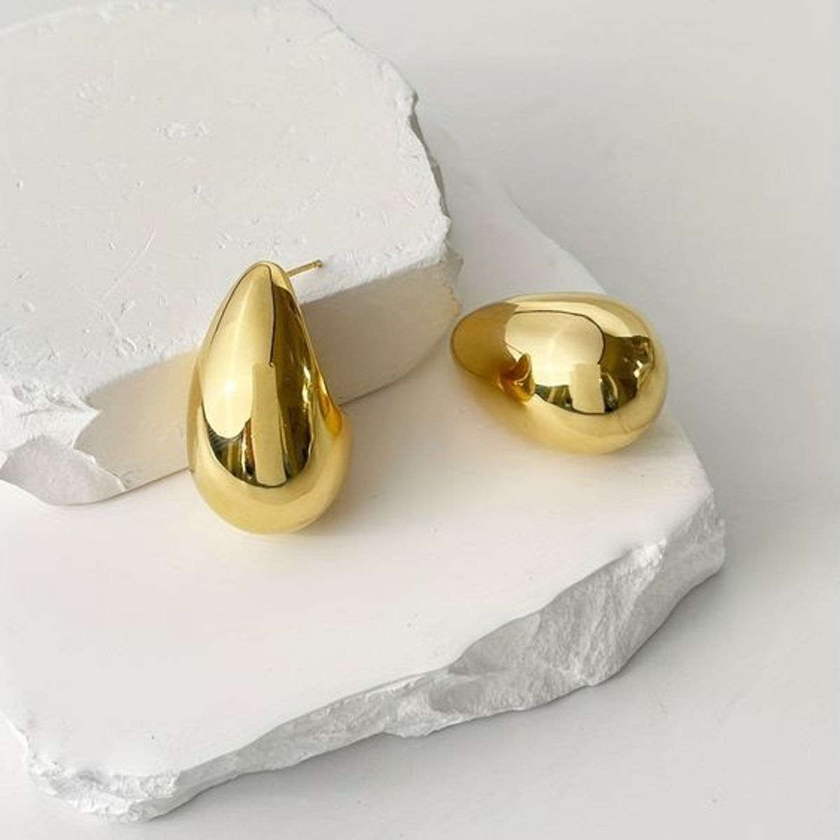 FERGUELLE - Aretes de Acero Inoxidable Gota Dorado - Ferguelle