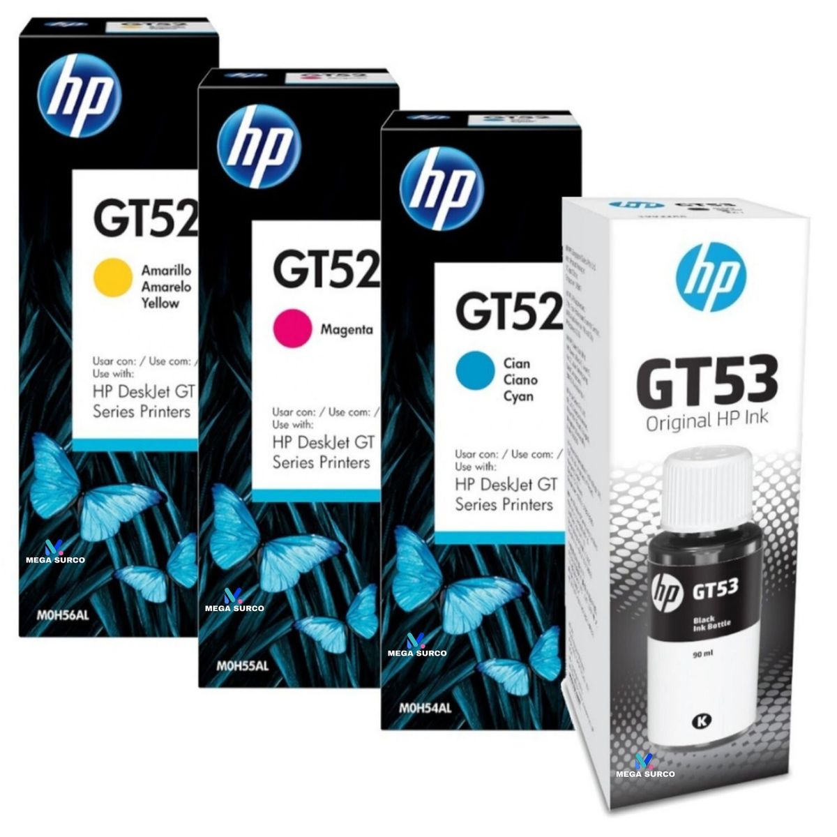 HP - Kit Tinta HP GT53 GT52 Pack Negro Cian Magenta Amarillo