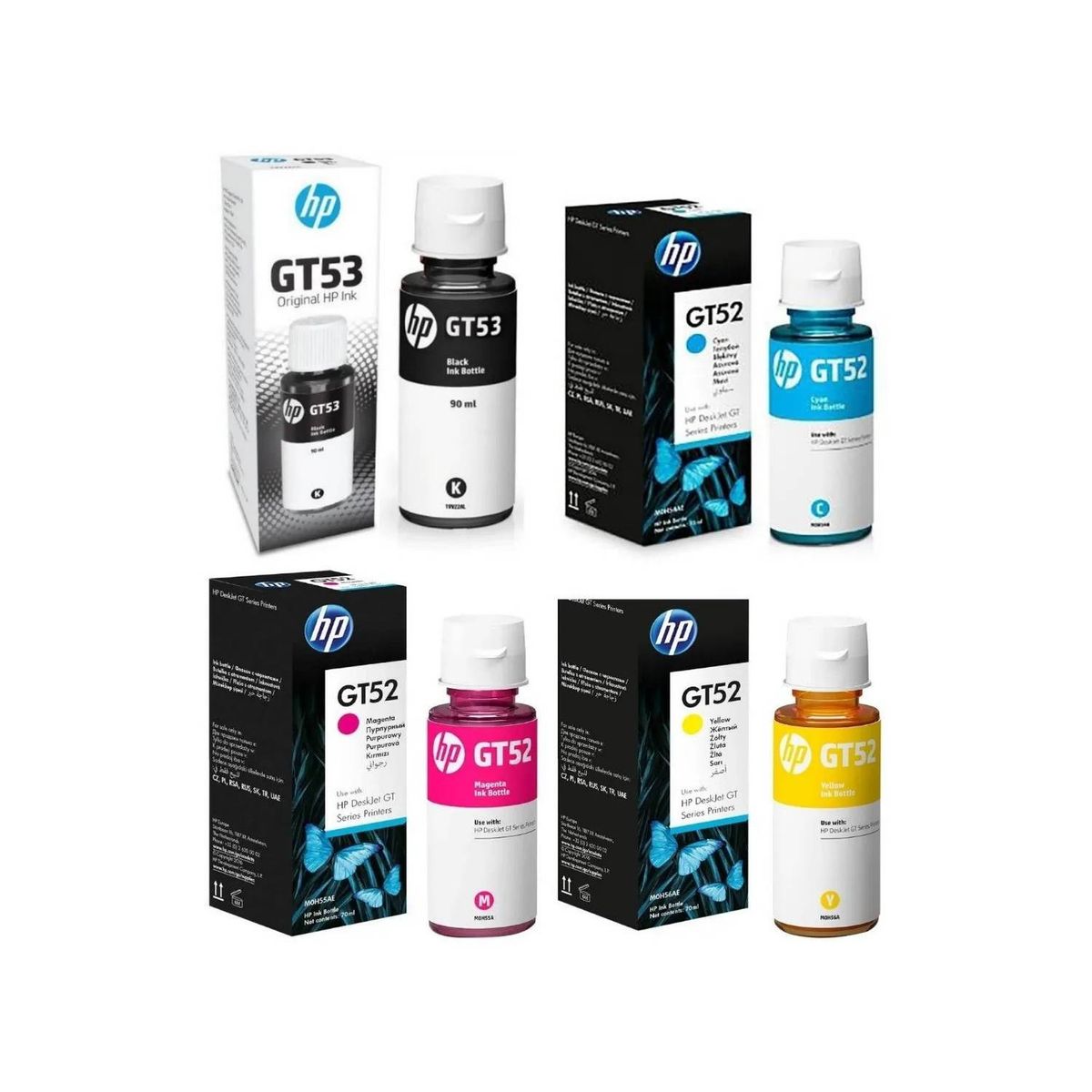 HP - Kit Tinta HP GT53 GT52 Pack Negro Cian Magenta Amarillo