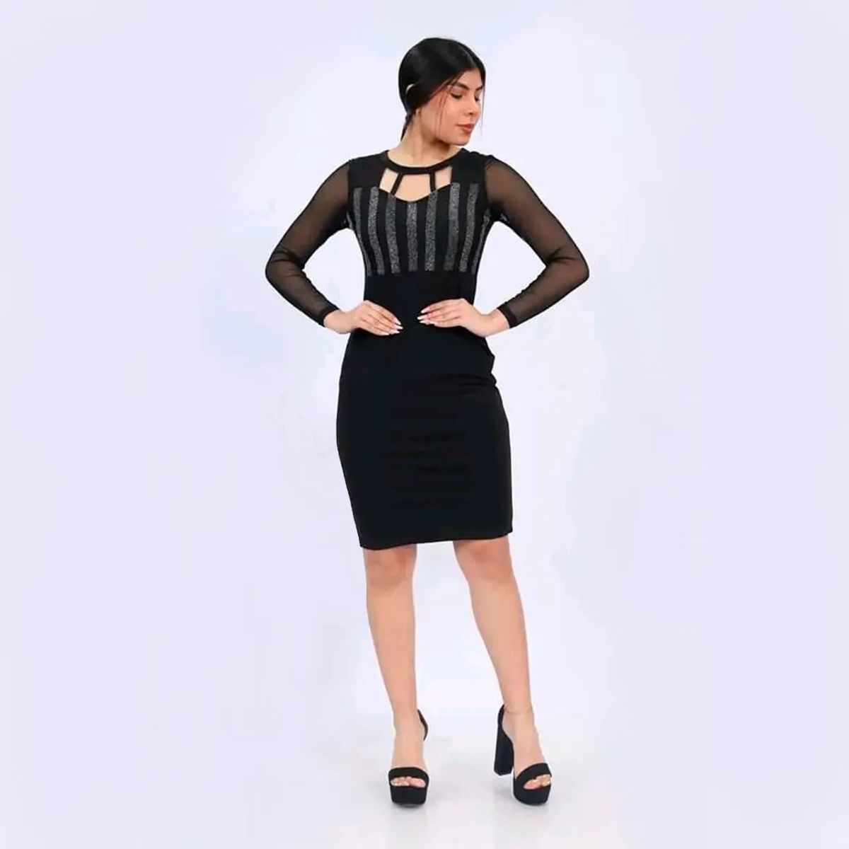 GENERICO - Vestido SEXY MANGA LARGA NEGRO