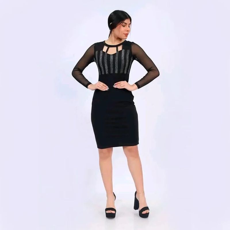 GENERICO - Vestido SEXY MANGA LARGA NEGRO