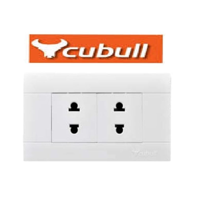 CUBULL - PACK X 5 UND : TOMACORRIENTE DOBLE COLOR BLANCO MARCA CUBULL  A3-014
