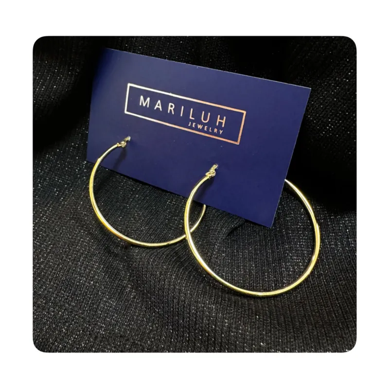 GENERICO - Aretes Acero - Argollas Lisa Grande Dorada