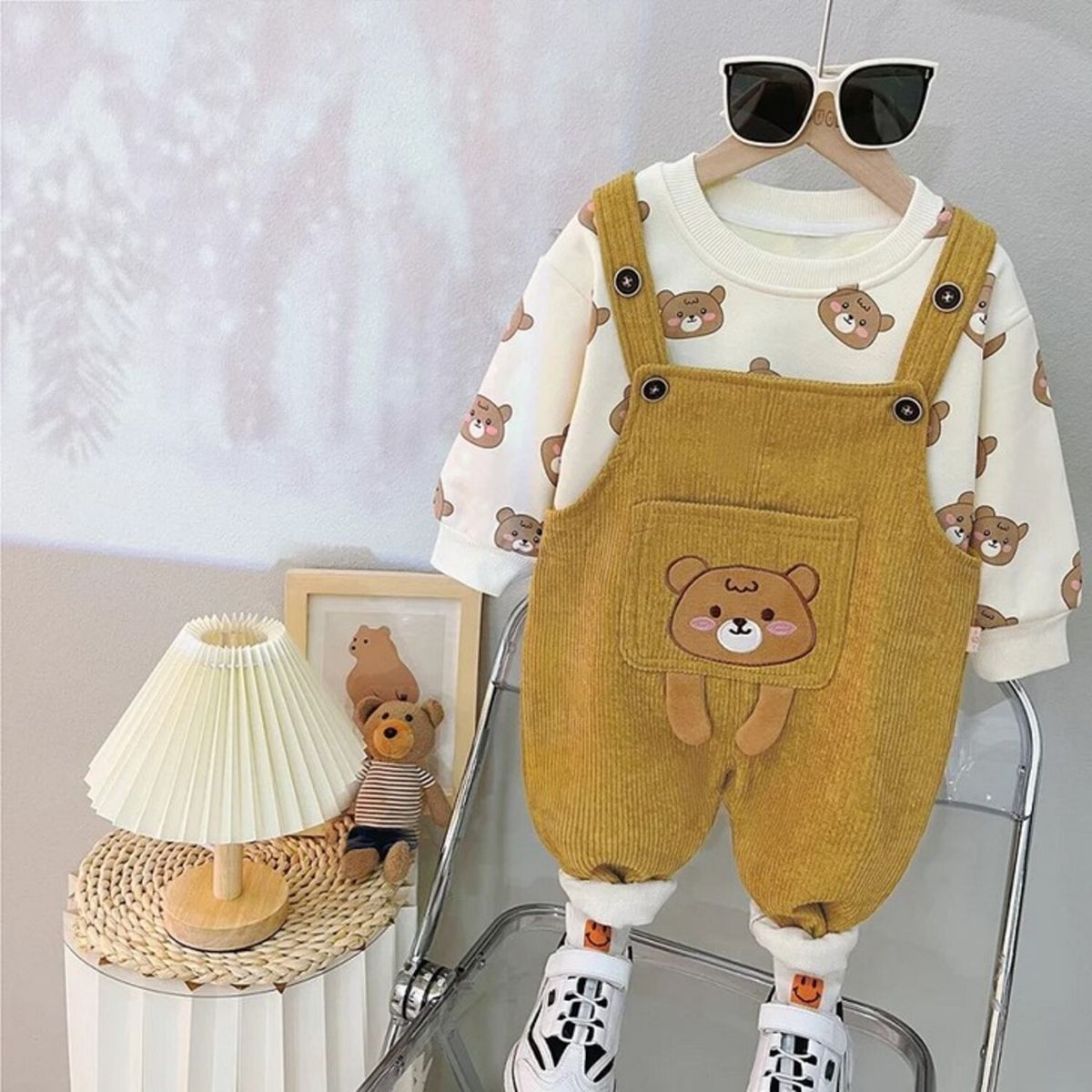 GENERICO - Ropa para  niño Bebe de 2 Piezas Osito Pandita ( Polera + Overoll )