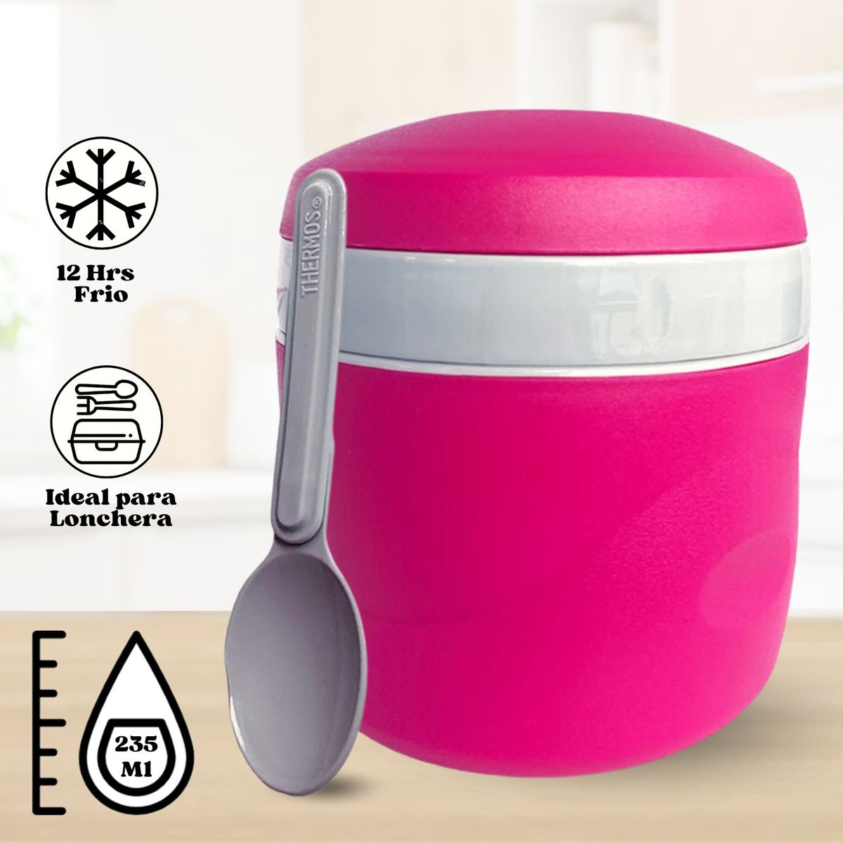 THERMOS - CONSERVADOR DE ALIMENTO POLIMES  ROSADO 235ML