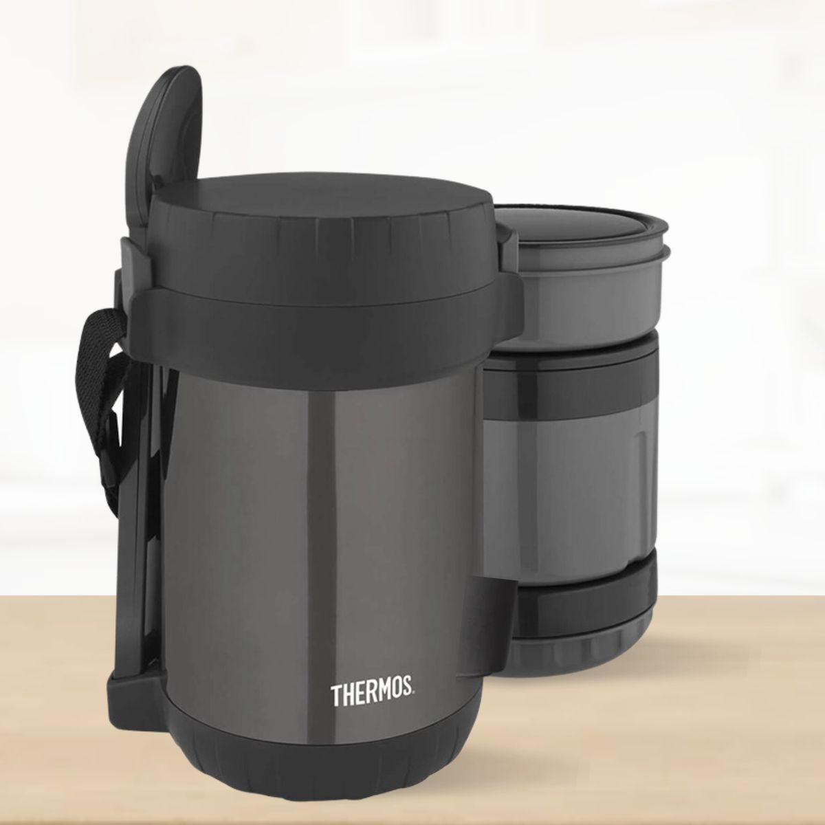 THERMOS - Termo de Comida Tres Divisiones VIANDA 1.8 L Negro