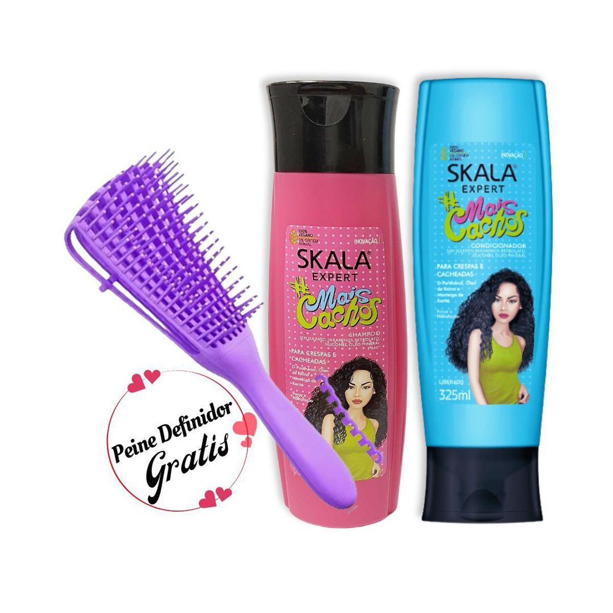 SKALA - Shampoo-Acondicionador Mais Cachos Skala + Cepillo Definidor Gratis