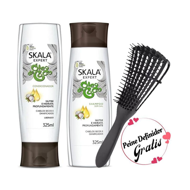 SKALA - Shampoo-Acondicionador Óleo De Coco Skala + Cepillo Definidor Gratis