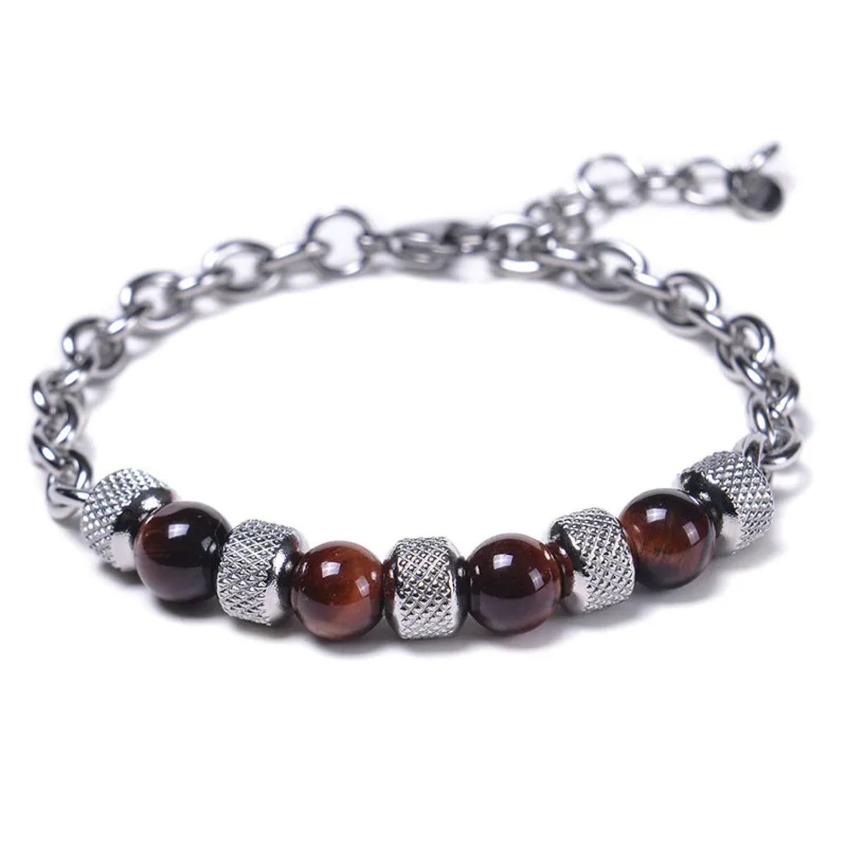 GENERICO - Pulsera en Piedras Volcánicas y Acero Inoxidable  para hombre