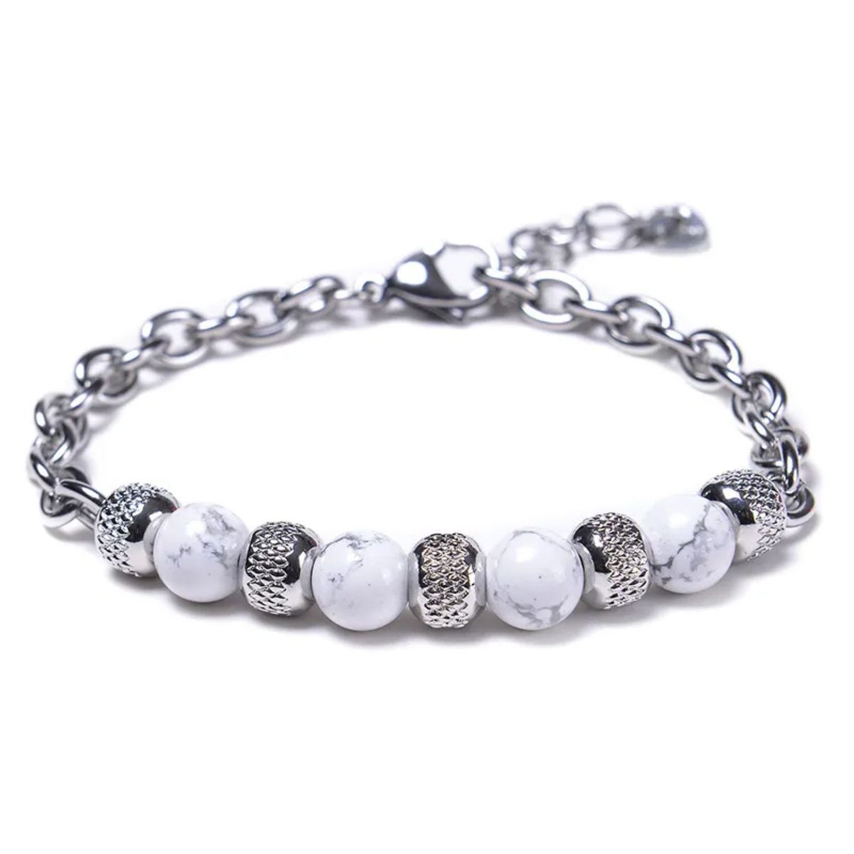 GENERICO - Pulsera en Piedras Volcánicas y Acero Inoxidable  para hombre