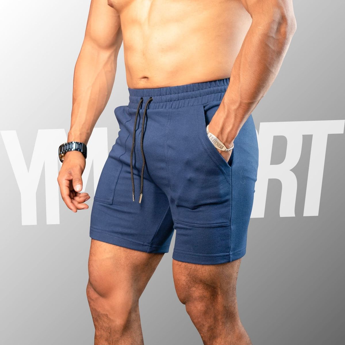 YML SPORT - Short Fitness Hombre Azul Marino - Short GYM - YML SPORT