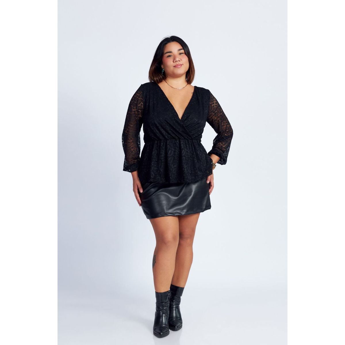 MISS LADY - Top Peplum Griselda - Negro
