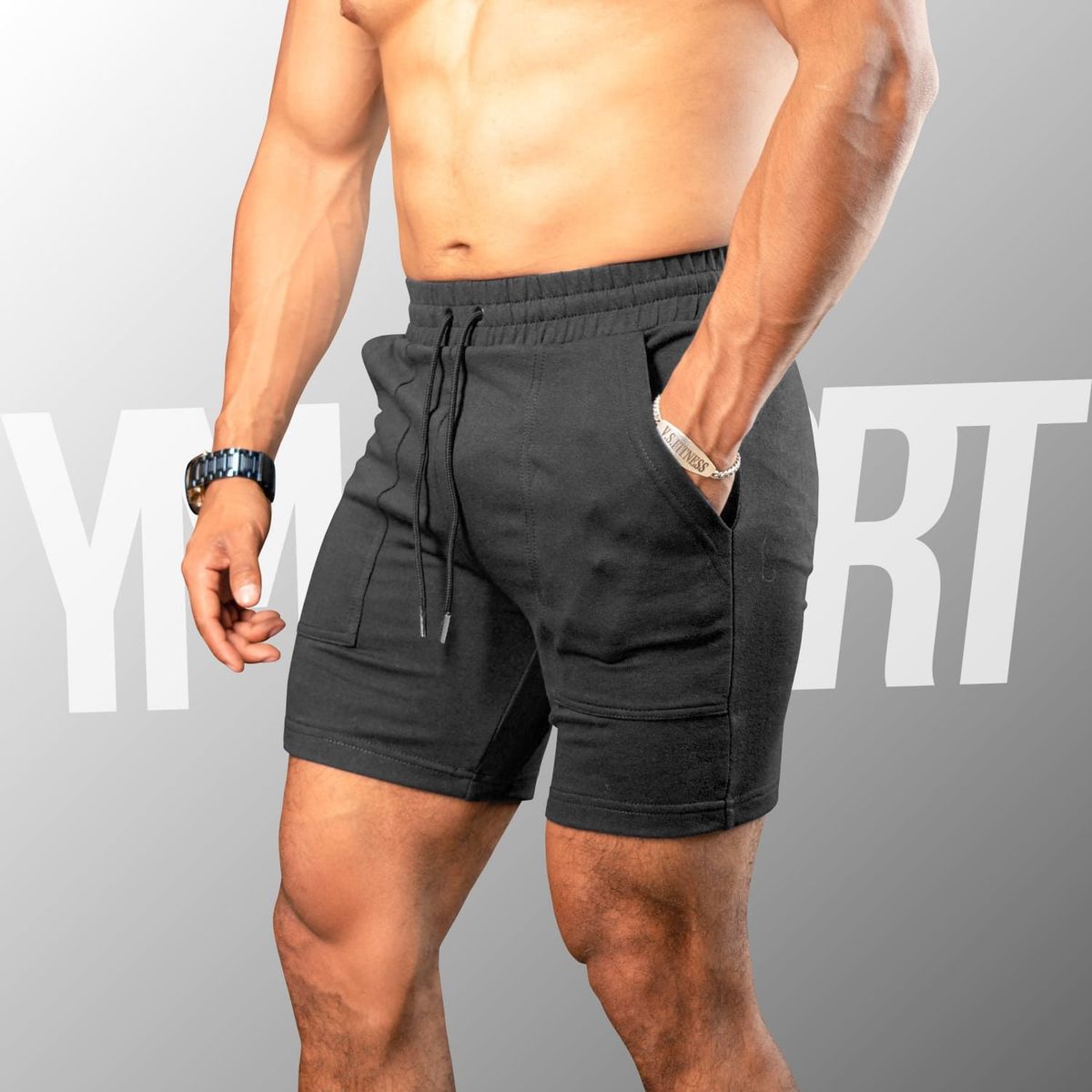 YML SPORT - Short Fitness Hombre Negro - Short GYM - YML SPORT