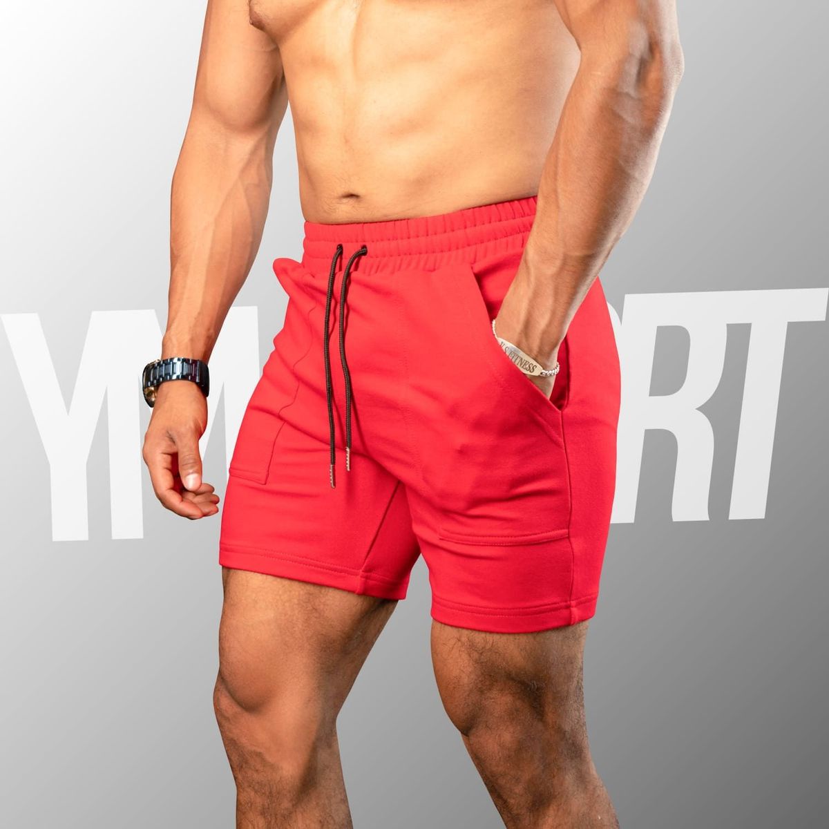 YML SPORT - Short Fitness Hombre Rojo - Short GYM - YML SPORT