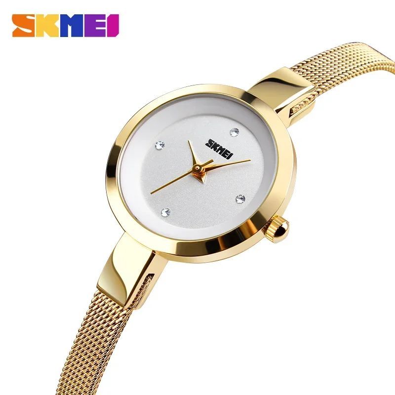 SKMEI - RELOJ SKMEI 1390 DORADO CORREA ACERO PARA MUJER_.