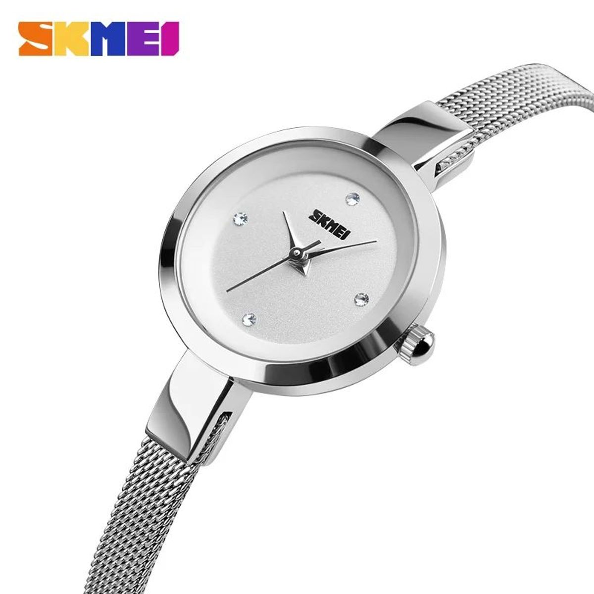 SKMEI - RELOJ SKMEI 1390 PLATEADO CORREA ACERO PARA MUJER_.