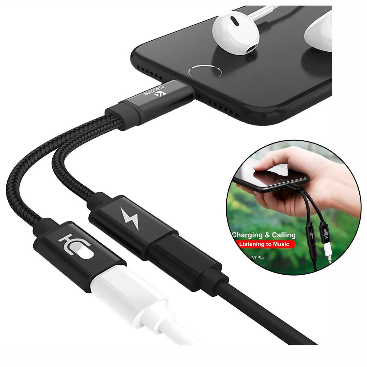 GENERICO - Adaptador/Splitter para iPhone, permite  Llamadas, Audio y Carga