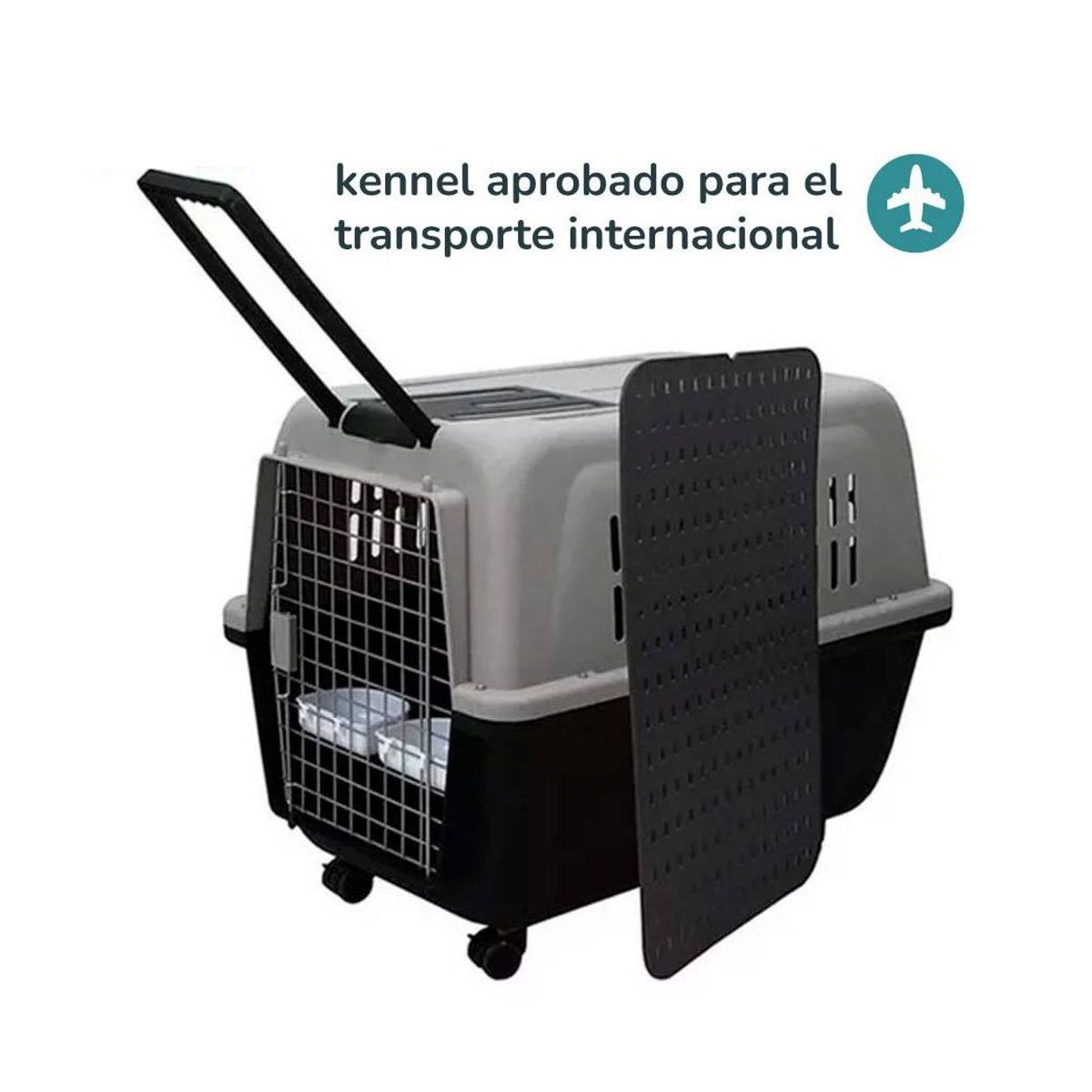 GENERICO - Kennel Transportador Negro L80 Piso Impermeable Mediano