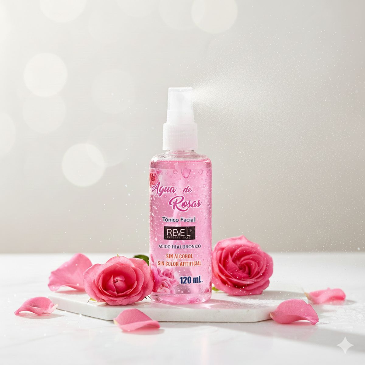 REVEL - Agua de Rosas 120ml con Ácido hialurónico
