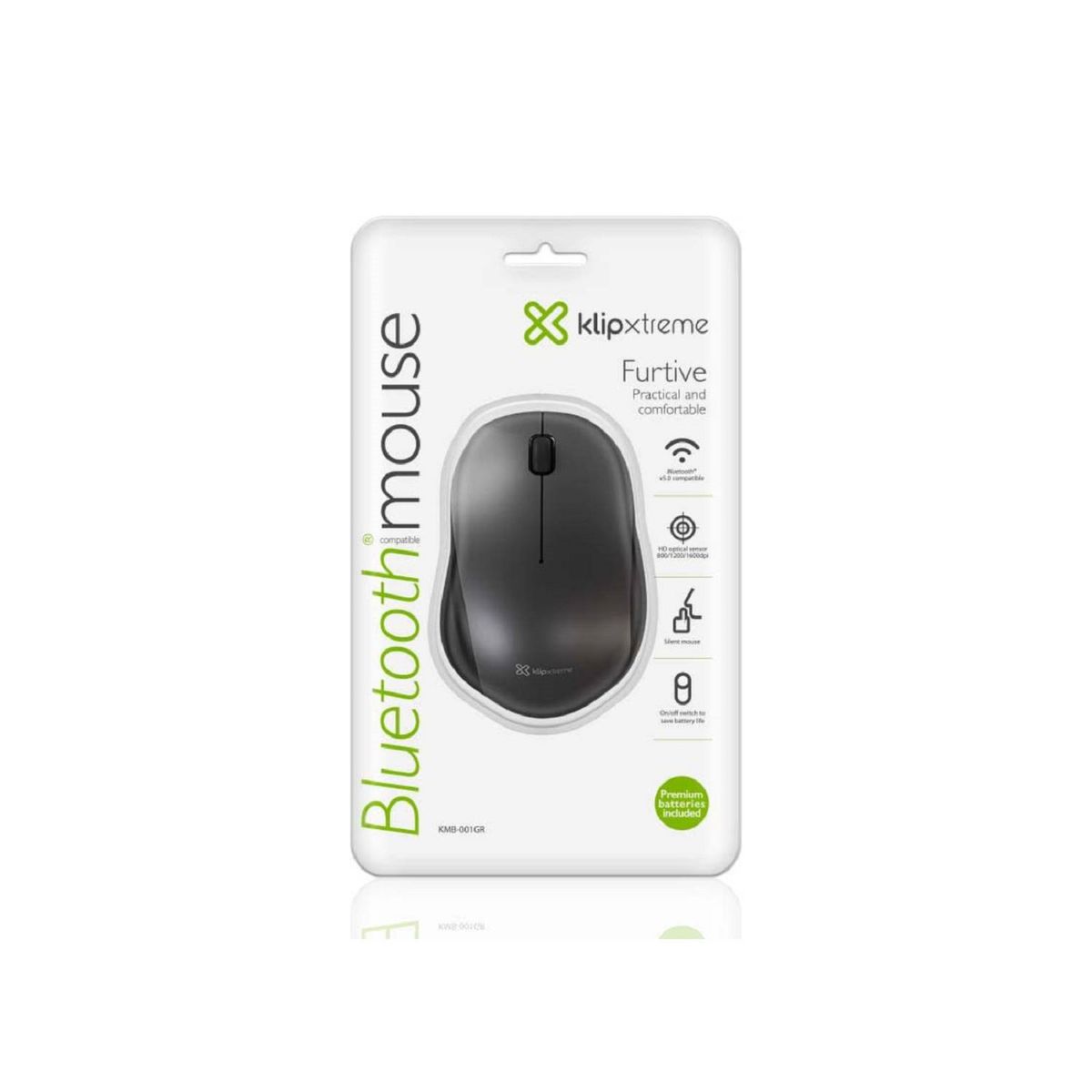 KLIP XTREME - MOUSE KLIP XTREME FURTIVE KMB-001GR 3-bOTONES 1600dpi BLUETOOTH v50 SILENCIOSO