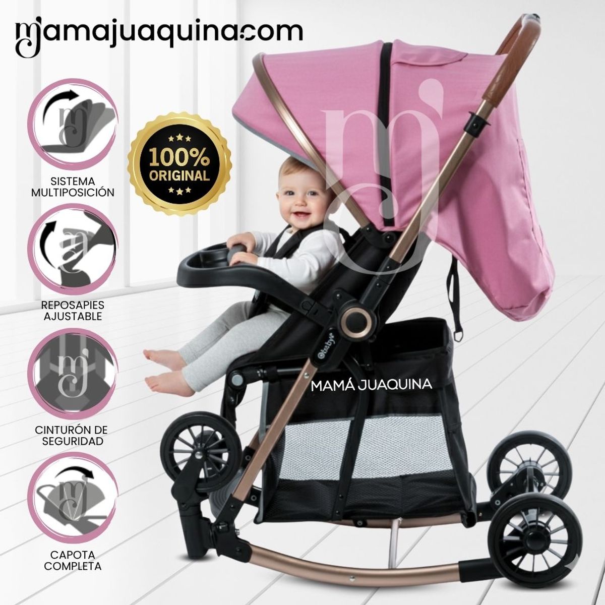 EBABY - Coche Mecedora de Lujo «EXUTOIRE» Pink