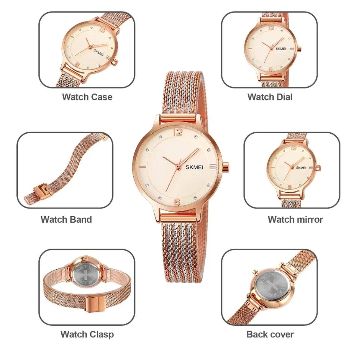 SKMEI - RELOJ SKMEI 1874 ORO ROSA CORREA ACERO PARA MUJER