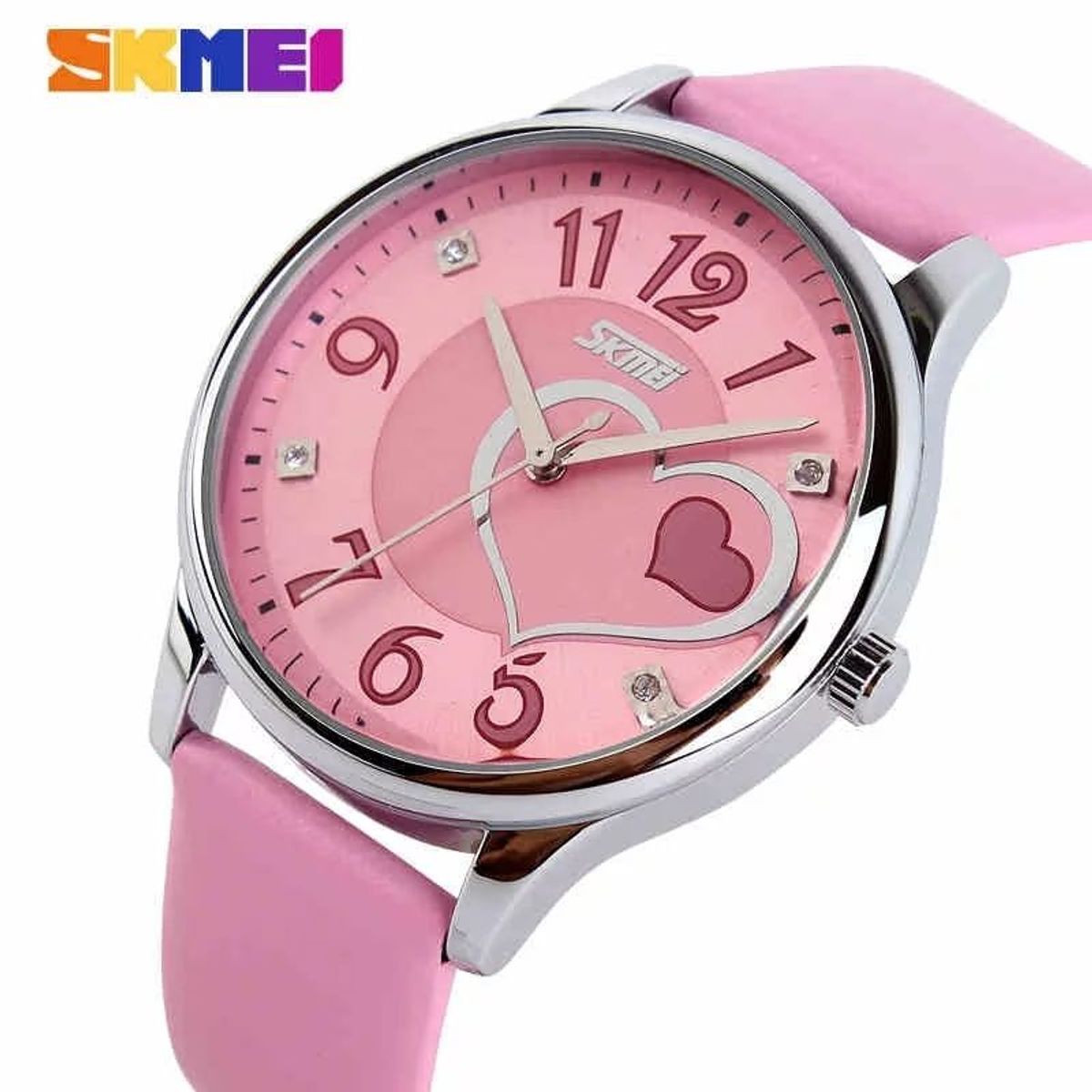 SKMEI - RELOJ SKMEI 9085 ROSADO CORREA CUERO PARA MUJER_.