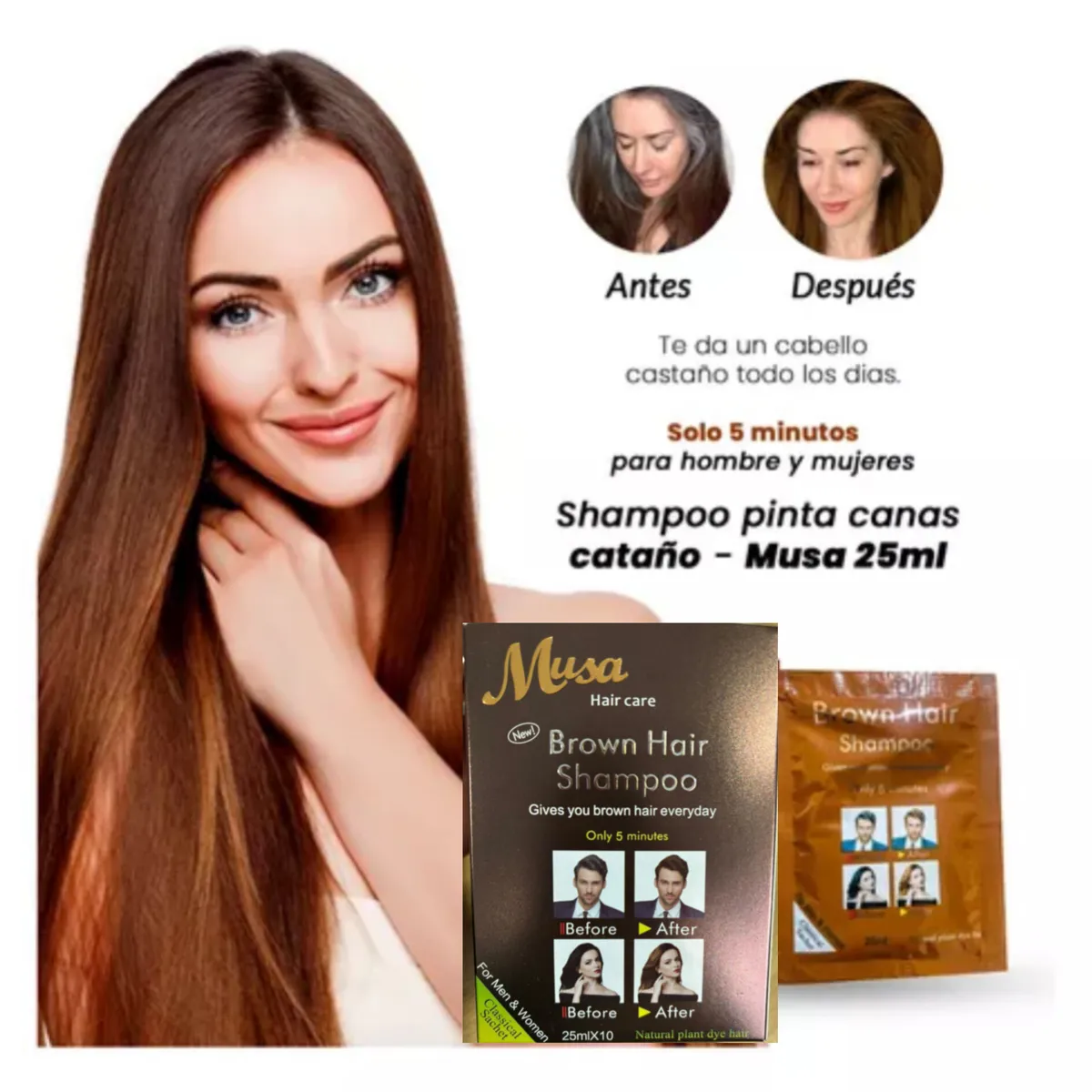 MUSA ACCESORIOS - 10 TINTE SHAMPOO MARRON claro