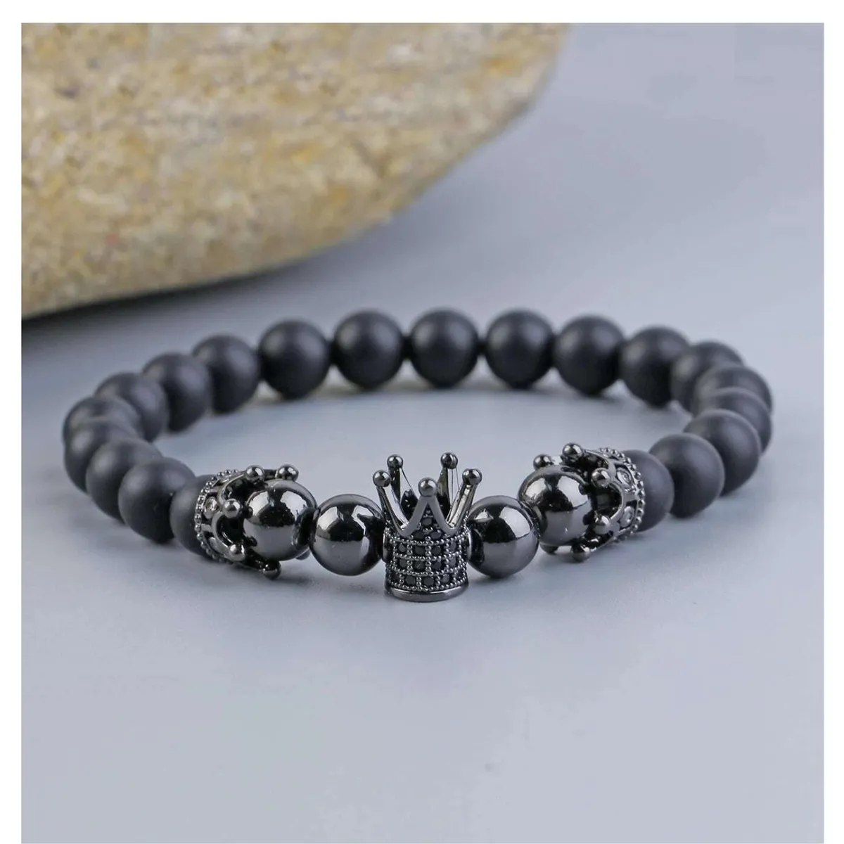 GENERICO - Pulsera Punk para Hombre con Símbolo de Cobre y Diamantes de Imitación