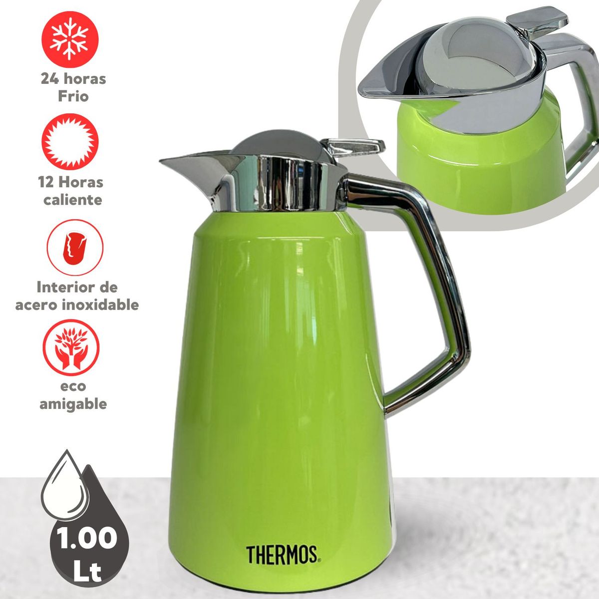 THERMOS - JARRA TÉRMICO DE ACERO VICTORIA VERDE 1 L