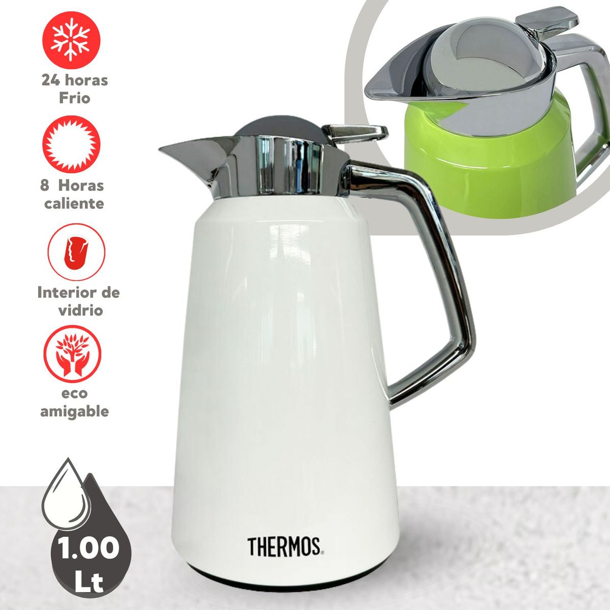 THERMOS - JARRA TÉRMICO DE ACERO VICTORIA BLANCO 1 L