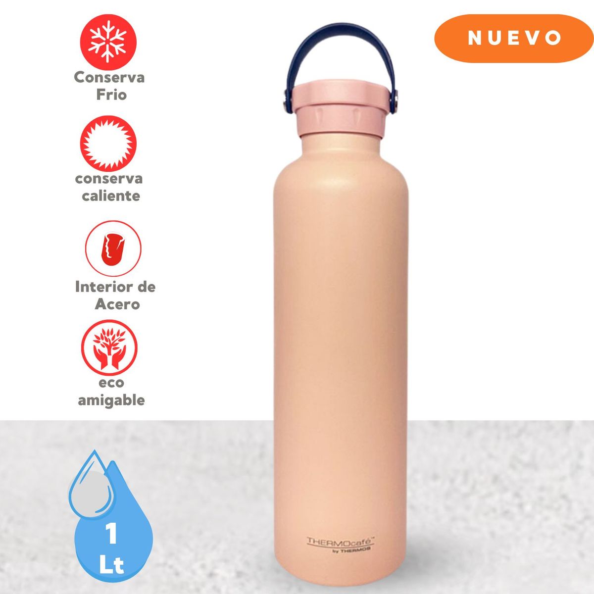 THERMOS - TOMATODO TÉRMICO DE ACERO SWINGO ROSADO 1L