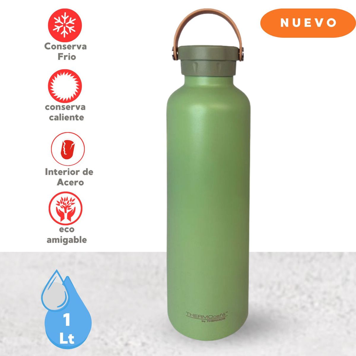 THERMOS - TOMATODO TÉRMICO DE ACERO  SWINGO VERDE 1 L
