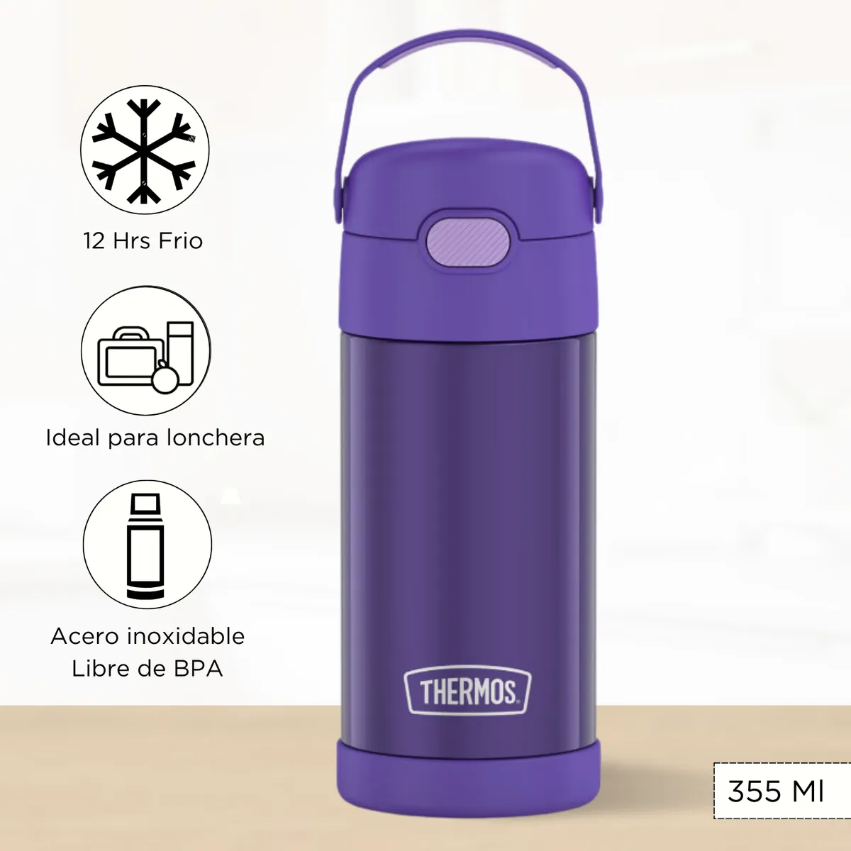THERMOS - Tomatodo Termico para Niños Funtainer 355 Ml Morado