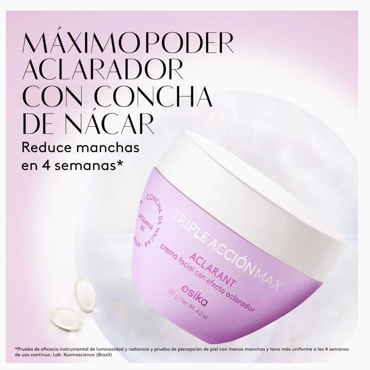 ESIKA - Crema Facial Aclarante Triple Acción Max Concha de Nacar 120 g
