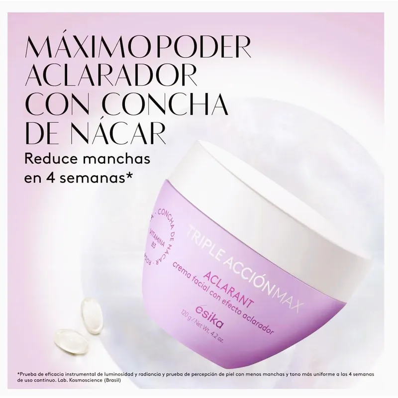 ESIKA - Crema Facial Aclarante Triple Acción Max Concha de Nacar 120 g