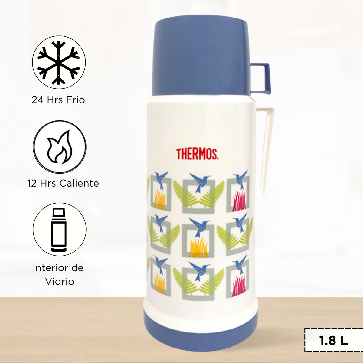 THERMOS - Termo de Bebida para Hogar FANTASÍA COLIBRÍ 1.8 Lt