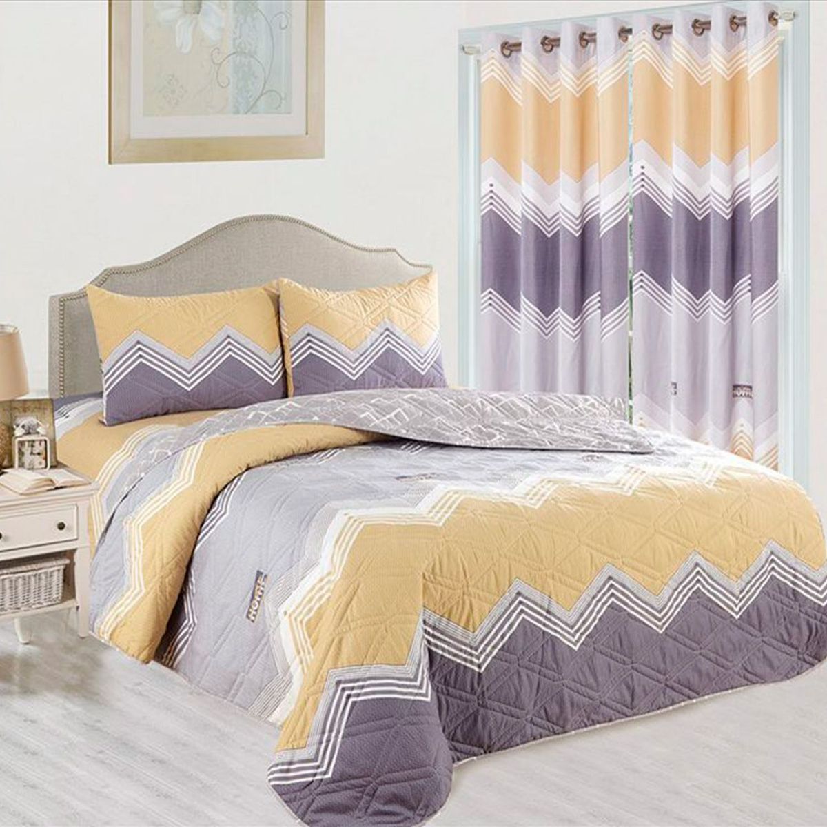 CASATEX - Cubrecama + Sábanas + Cortina 2Plazas - CM04