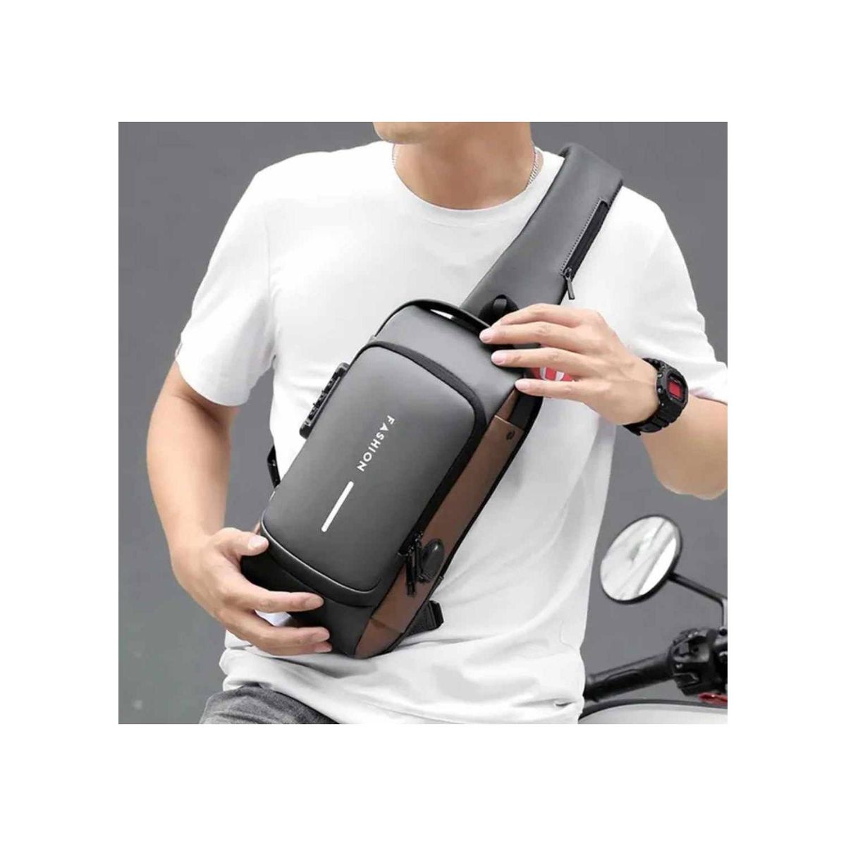 GENERICO - MORRAL RIÑONERA ANTIRROBO CON CLAVE CARGA USB