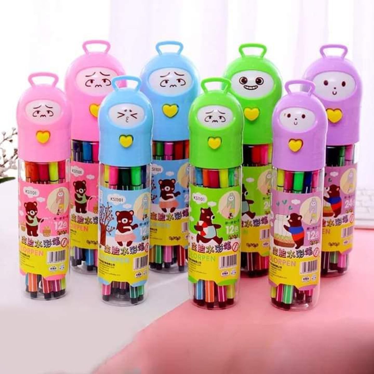 GENERICO - Lapices Kawaii 12 Colores Diseño PLUMONES CARITAS