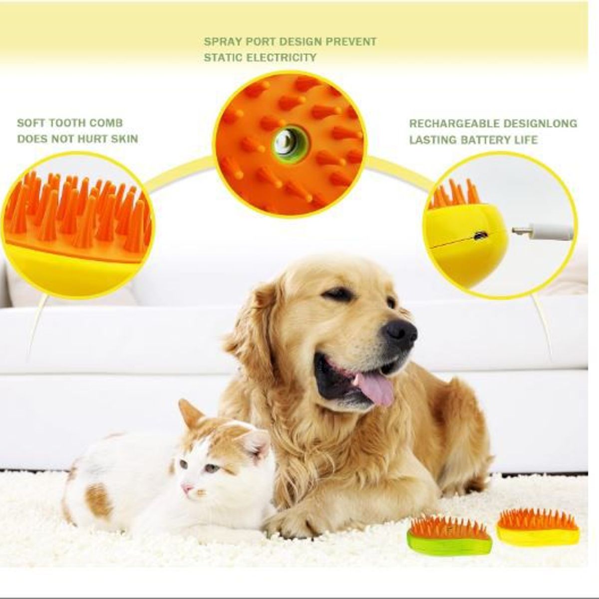 GENERICO - Cepillo de vapor para gatos y perros