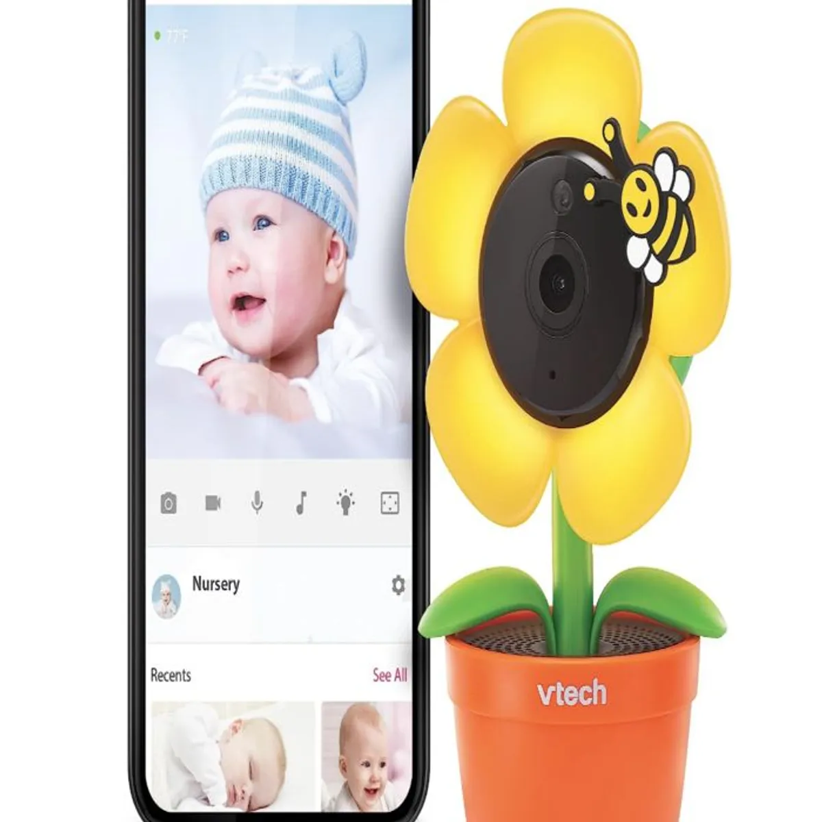 GENERICO - VTech RM9751 Yellow Daisy Smart Wi-Fi  Cámara para bebé