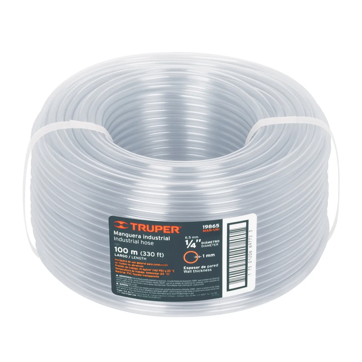 Truper - Metro de manguera 1/4" industrial en rollo de 100 m COD 19865 Truper